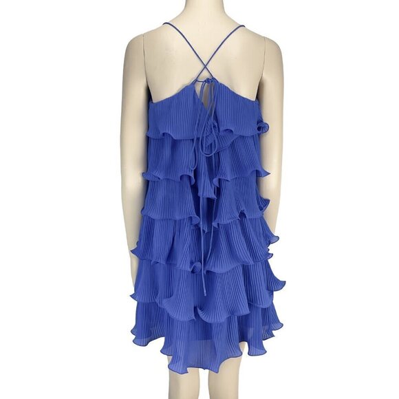& OTHER STORIES Party Girlhoodcore Blue Strappy Tiered Ruffle Mini Dress s 6 - Picture 3 of 4